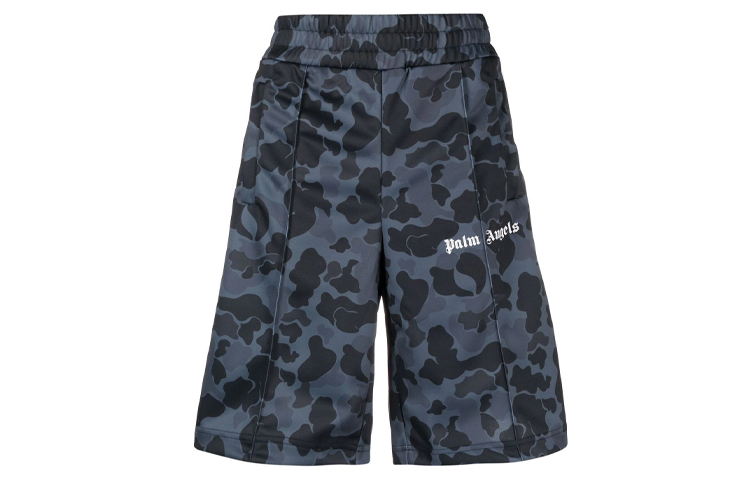 Palm Angels Black Camo Print Elastic Waist Shorts PMCB011F21FAB0021001