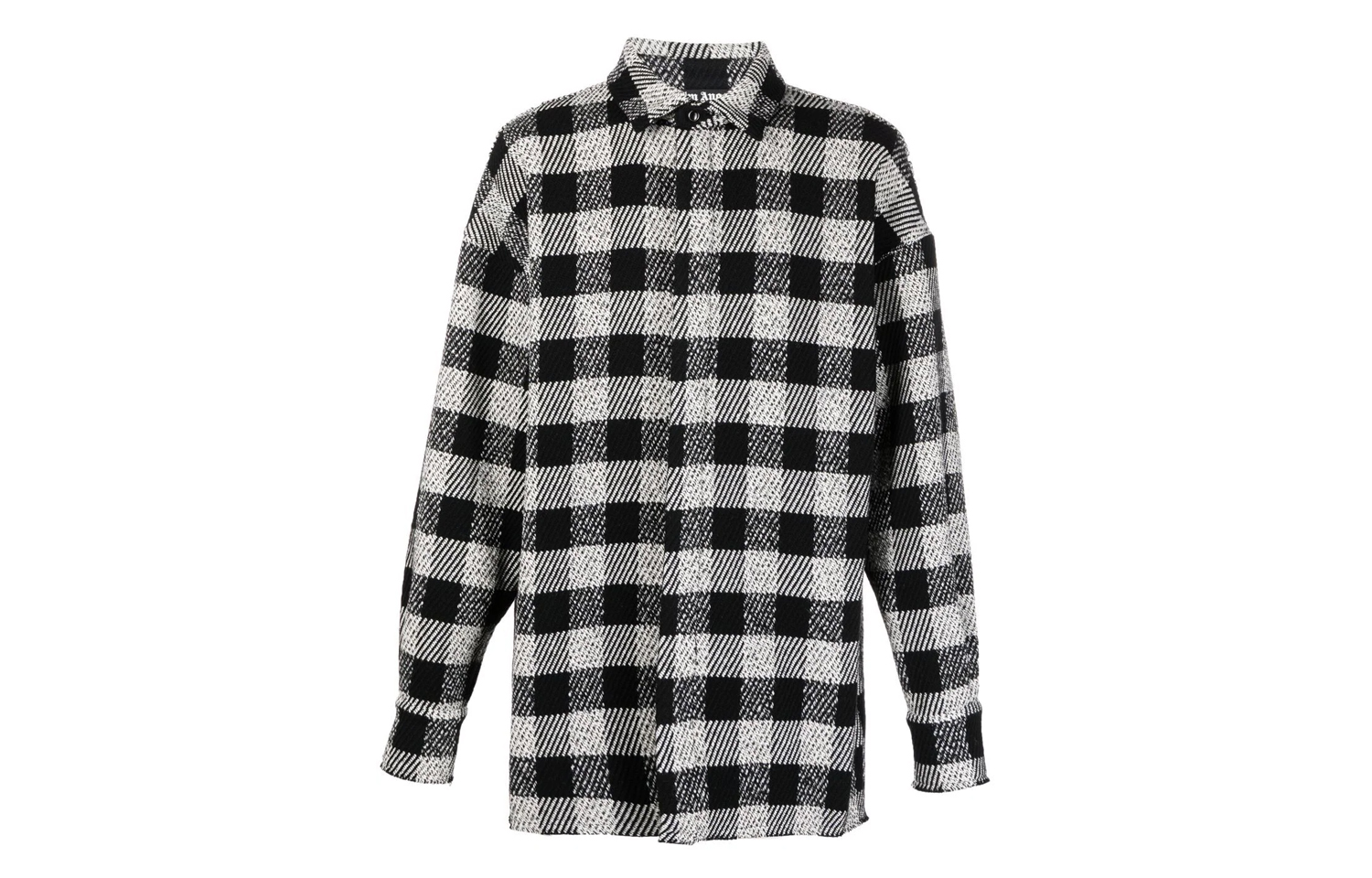 Palm Angels Black Checkered Long Sleeve Shirt with Back Print. PMGA079F21FAB0020305