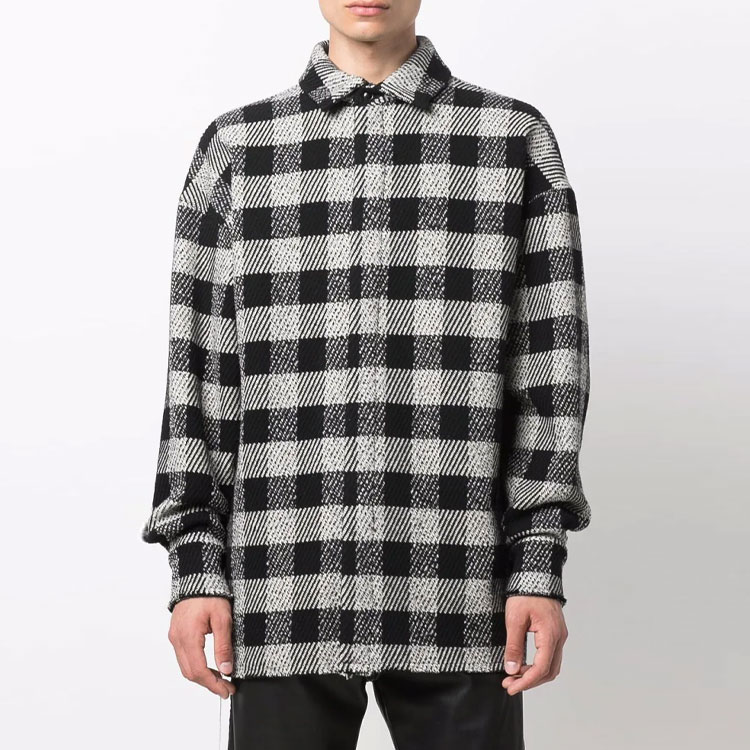 Lookbook パームエンジェルス ブラック チェックシャツ 長袖 バックプリント付き. PMGA079F21FAB0020305