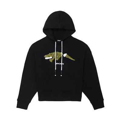 PALM ANGELS Black Crocodile Print Hoodie PMBB058E20FLE0071055