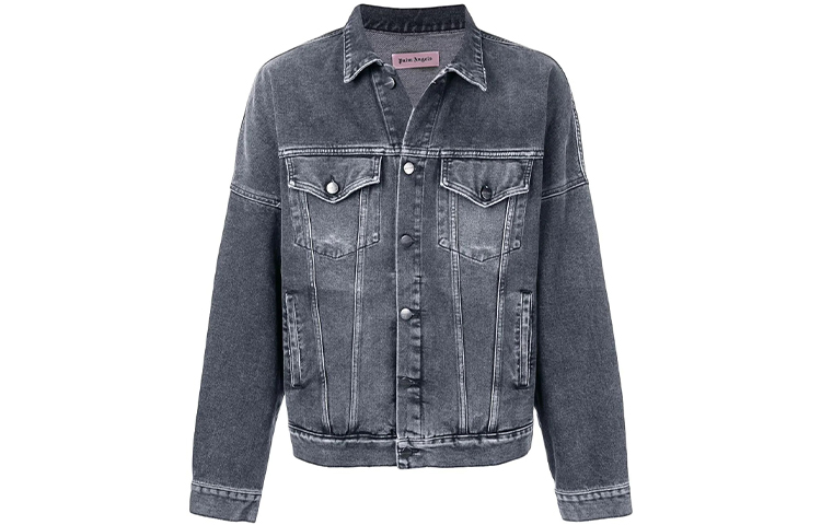 Palm Angels Black Denim Jacket with Back Logo PMYE006S193440017601