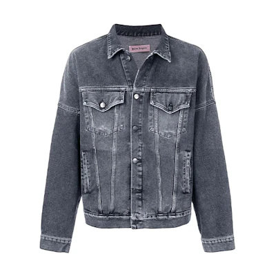 Palm Angels Black Denim Jacket with Back Logo PMYE006S193440017601