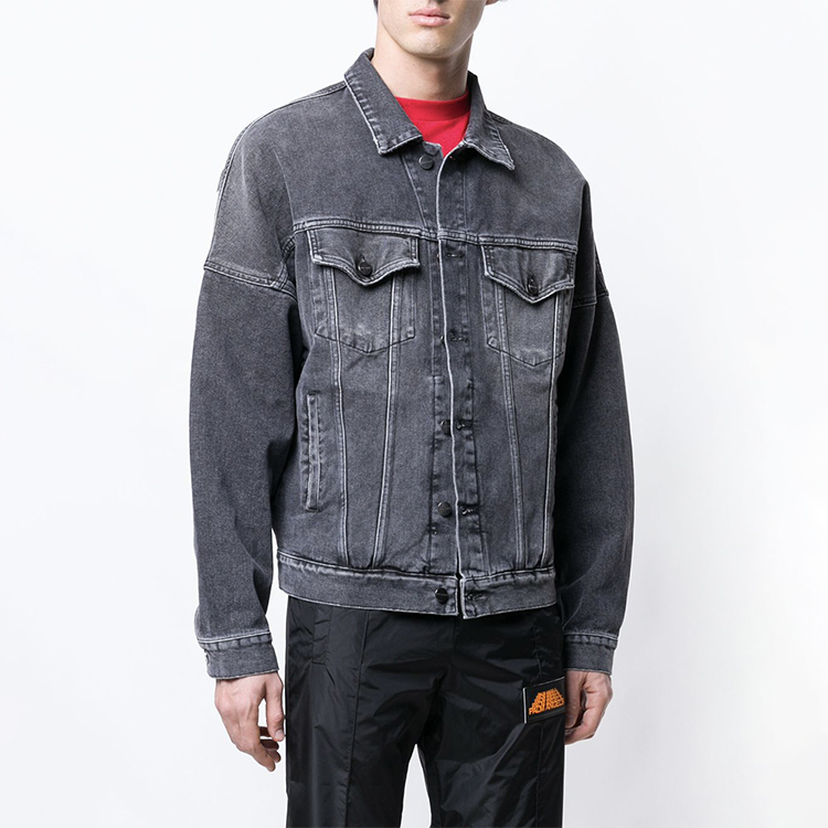 Lookbook Palm Angels Black Denim Jacket with Back Logo PMYE006S193440017601