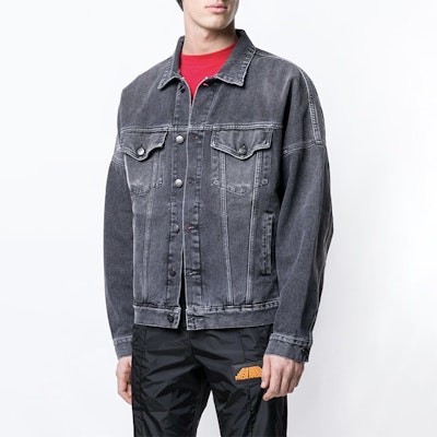 Palm Angels Black Denim Jacket with Back Logo PMYE006S193440017601 Shop Palm Angels Black Denim Jacket with Back Logo PMYE006S193440017601