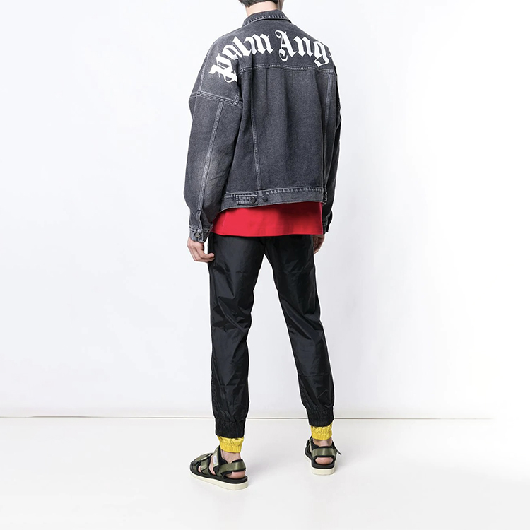 Purchase Palm Angels Black Denim Jacket with Back Logo PMYE006S193440017601