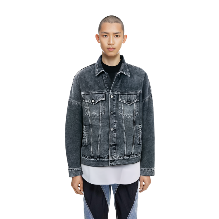 Details for Palm Angels Black Denim Jacket with Back Logo PMYE006S193440017601