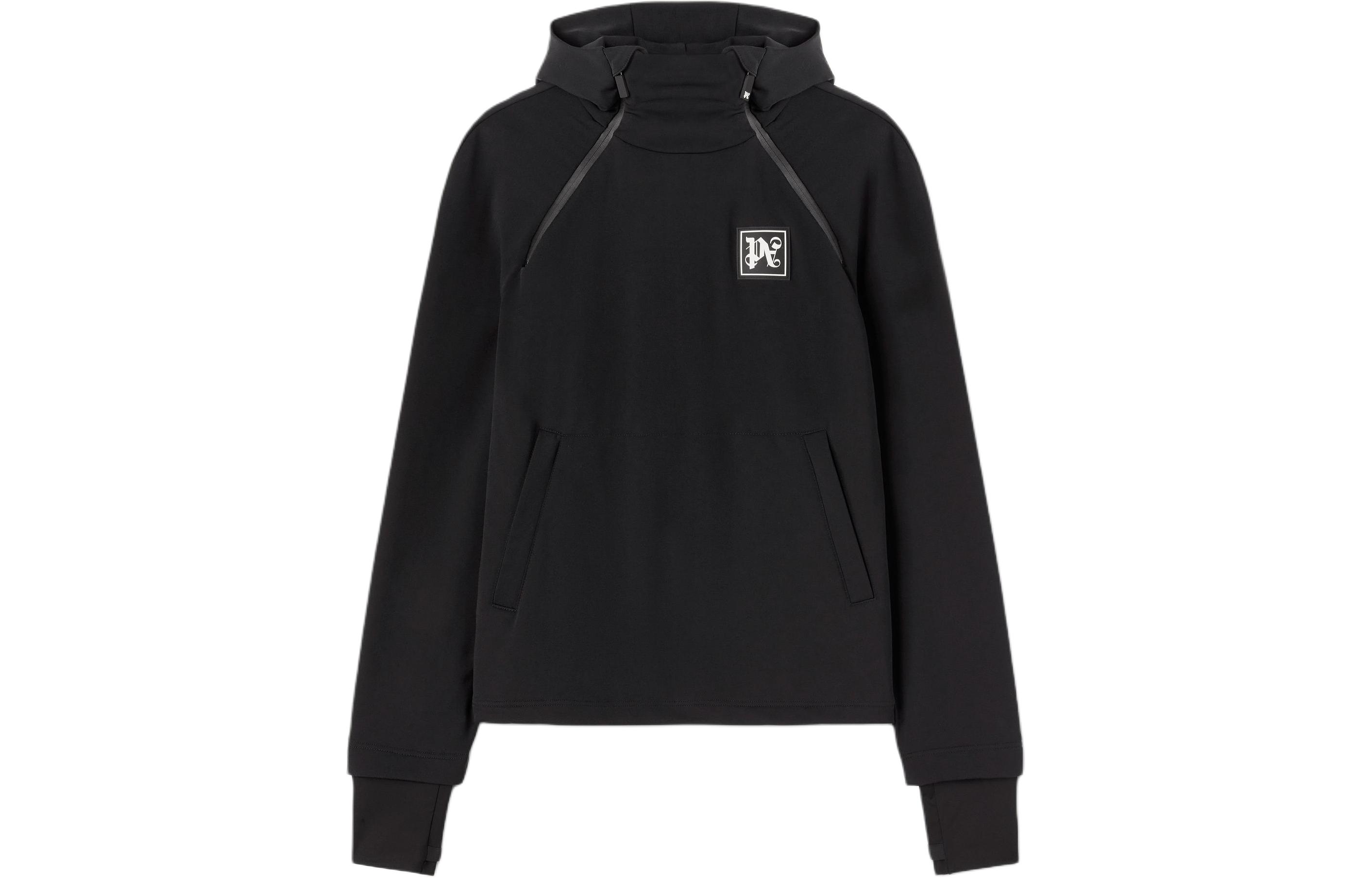 Palm Angels Black Embossed Logo Print Hoodie PMKD001R24FAB0011001