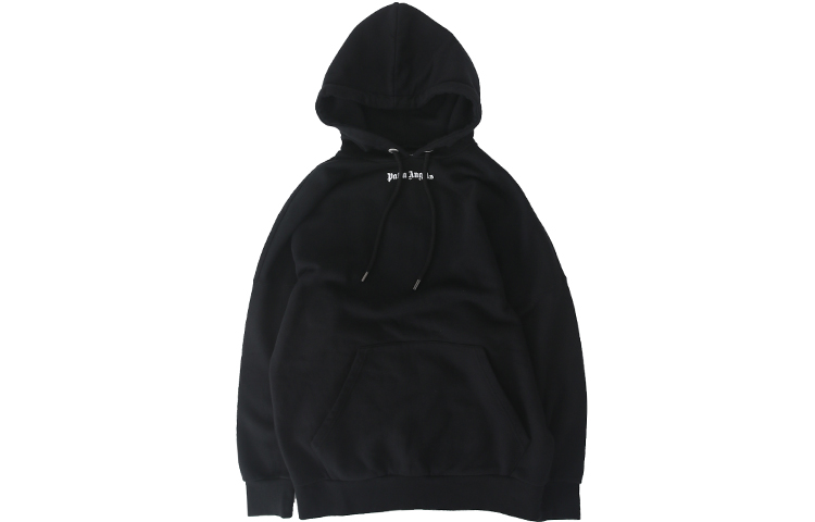 Palm Angels Black Fleece Logo Hoodie with Back Print PMBB036R206360351001
