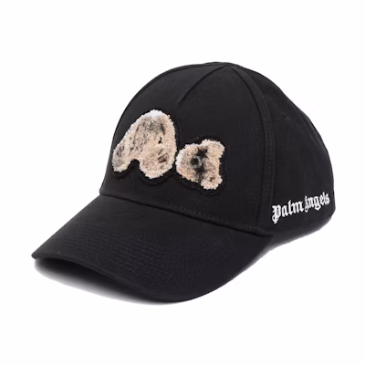 Palm Angels Black Logo Embroidered Teddy Bear Baseball Cap. PMLB050F21FAB0011060