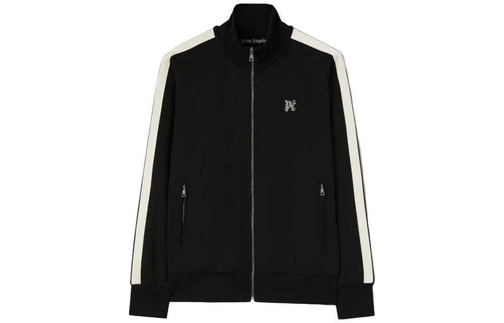 Order PALM ANGELS Jaket Track Monogram Hitam Colorblock Zip-Up Unisex PMBD058R24FAB0011003