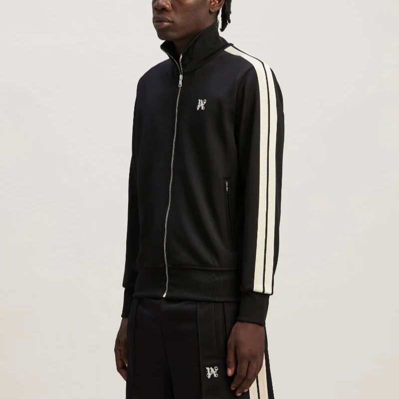 Purchase PALM ANGELS Jaket Track Monogram Hitam Colorblock Zip-Up Unisex PMBD058R24FAB0011003