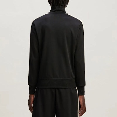 PALM ANGELS Jaket Track Monogram Hitam Colorblock Zip-Up Unisex PMBD058R24FAB0011003 Details for PALM ANGELS Jaket Track Monogram Hitam Colorblock Zip-Up Unisex PMBD058R24FAB0011003