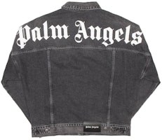 PALM ANGELS Black Printed Logo Denim Jacket PMYE006R203440037601 PALM ANGELS Black Printed Logo Denim Jacket PMYE006R203440037601