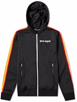 Palm Angels Black Rainbow Stripe Print Hoodie Jacket PMBD025E20FAB0041084 Palm Angels Black Rainbow Stripe Print Hoodie Jacket PMBD025E20FAB0041084