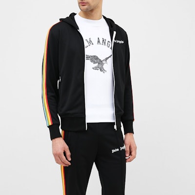 パームエンジェルス ブラック レインボーストライプ プリント フーディージャケット PMBD025E20FAB0041084 Shop パームエンジェルス ブラック レインボーストライプ プリント フーディージャケット PMBD025E20FAB0041084