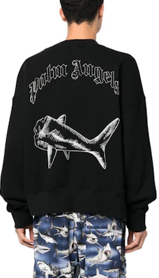 Palm Angels 黑鯊魚刺繡圖案長袖衛衣 PMBA026S23FLE0061003 Shop Palm Angels 黑鯊魚刺繡圖案長袖衛衣 PMBA026S23FLE0061003
