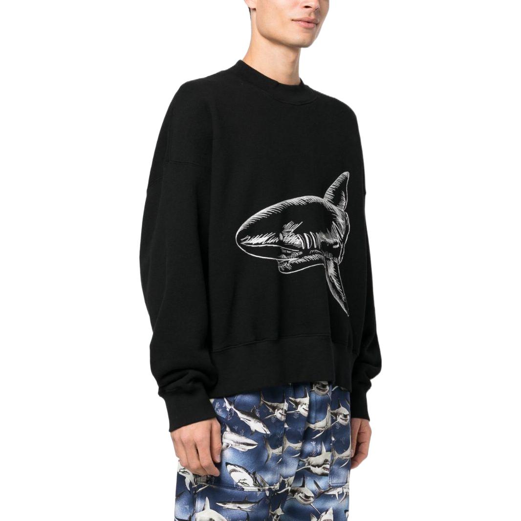 Purchase Palm Angels 黑鯊魚刺繡圖案長袖衛衣 PMBA026S23FLE0061003