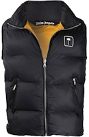 Palm Angels Black Sleeveless Puffer Vest with Front Logo Patch. PMEA171F21FAB0011001 Palm Angels Black Sleeveless Puffer Vest with Front Logo Patch. PMEA171F21FAB0011001