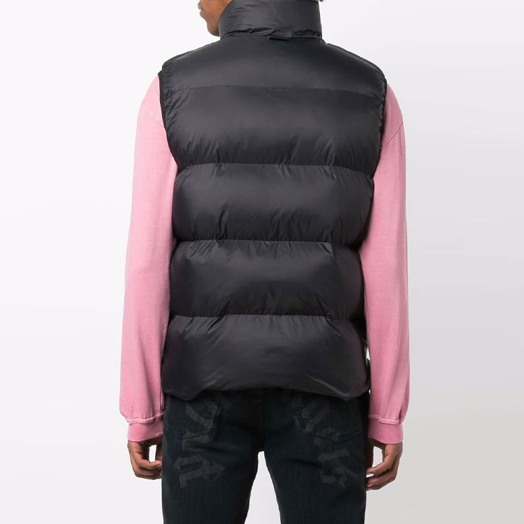 Shop 팜엔젤스 블랙 슬리브리스 퍼퍼 베스트 프론트 로고 패치. PMEA171F21FAB0011001