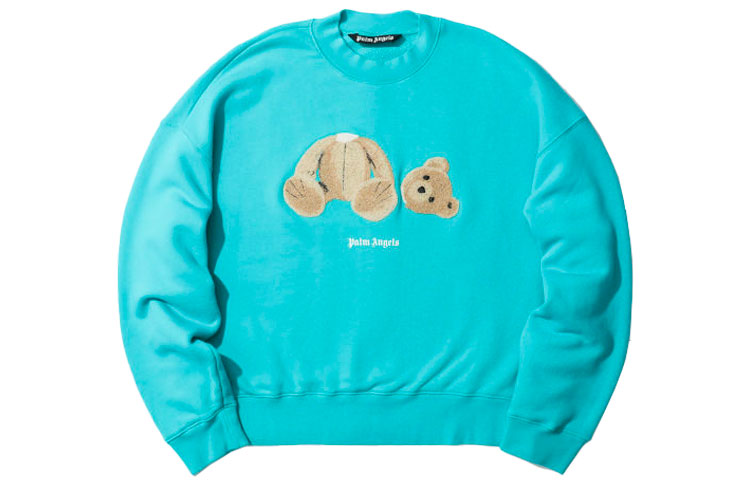 Palm Angels Blue Crewneck Sweatshirt with Decapitated Teddy Bear Graphic PMBA026E20FLE0034060