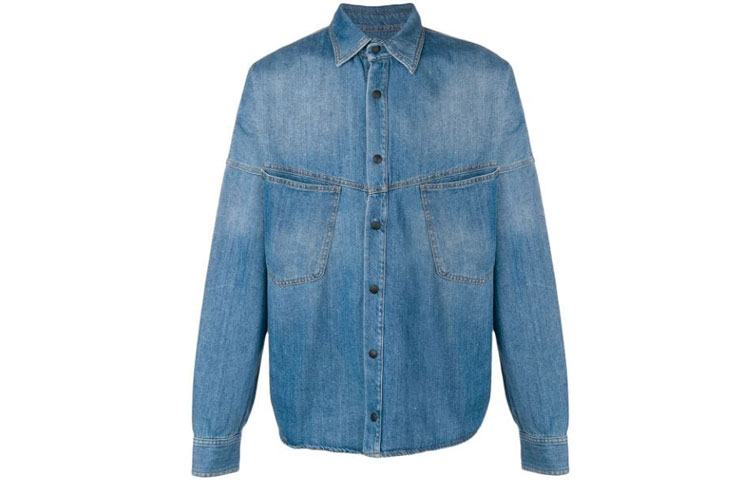Palm Angels Blue Denim Jacket with Back Letter Logo Unisex PMYD002F184180057301