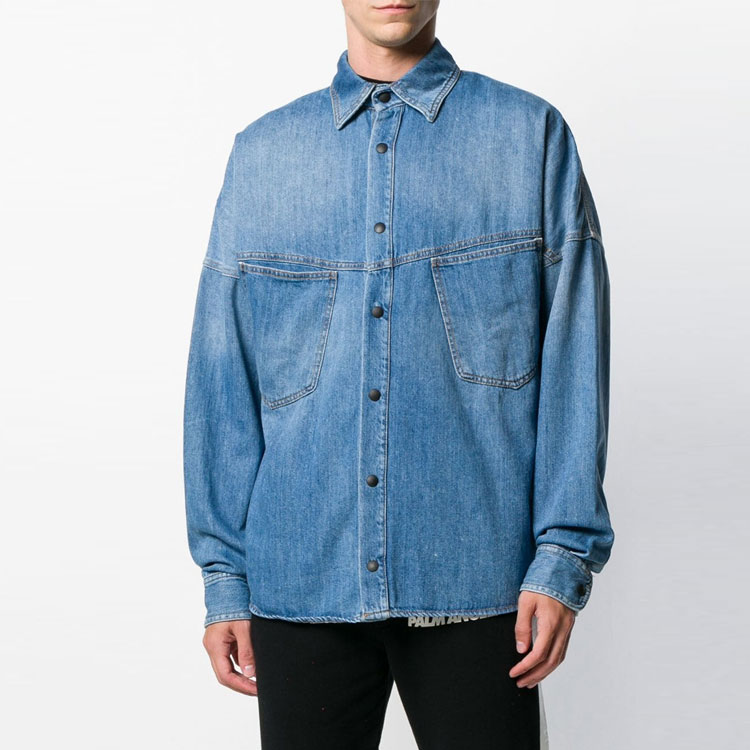 Lookbook 팜엔젤스 블루 데님 자켓 백 로고 유니섹스 PMYD002F184180057301