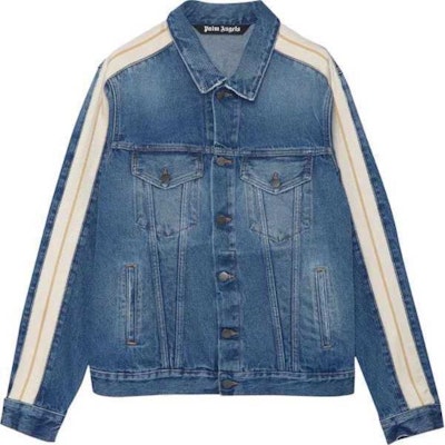 Palm Angels Blue Denim Jacket with Stripe Details. PMYE029F21DEN0024001 Buy Palm Angels Blue Denim Jacket with Stripe Details. PMYE029F21DEN0024001