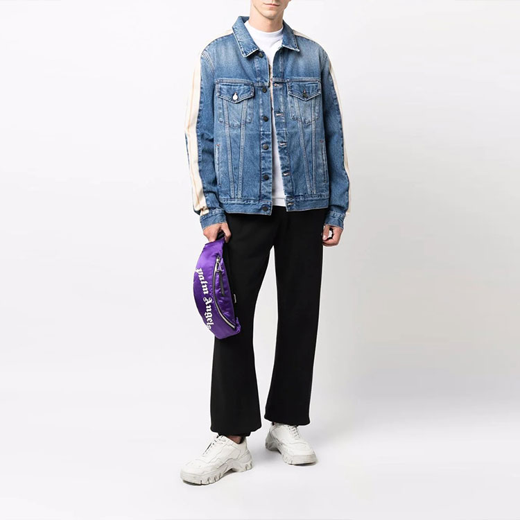 Lookbook Palm Angels Blue Denim Jacket with Stripe Details. PMYE029F21DEN0024001