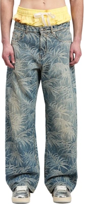 Palm Angels Blue Washed Loose Fit Denim Jeans with Zippered Pockets Men PMYA041F24DEN0034903 Lookbook Palm Angels Blue Washed Loose Fit Denim Jeans with Zippered Pockets Men PMYA041F24DEN0034903