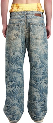 Palm Angels Blue Washed Loose Fit Denim Jeans with Zippered Pockets Men PMYA041F24DEN0034903 Shop Palm Angels Blue Washed Loose Fit Denim Jeans with Zippered Pockets Men PMYA041F24DEN0034903