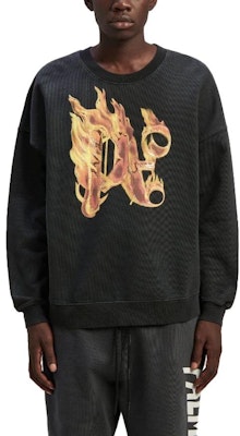 PALM ANGELS Burning Monogram Crewneck Sweatshirt Black Long Sleeve. PMBA074R24FLE0041076 Lookbook PALM ANGELS Burning Monogram Crewneck Sweatshirt Black Long Sleeve. PMBA074R24FLE0041076