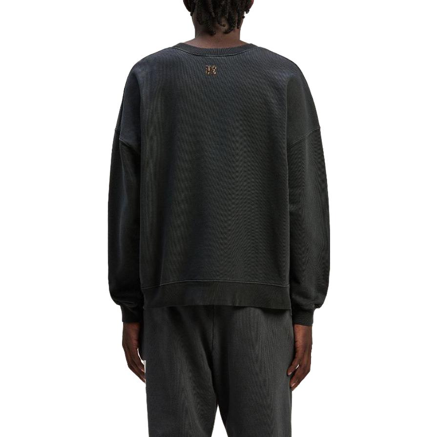 Shop PALM ANGELS Burning Monogram Crewneck Sweatshirt Black  Long Sleeve. PMBA074R24FLE0041076