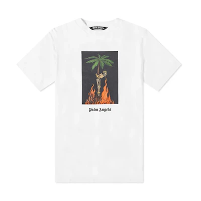PALM ANGELS Burning Skeleton Tee White T-Shirt PMAA001R204130260188