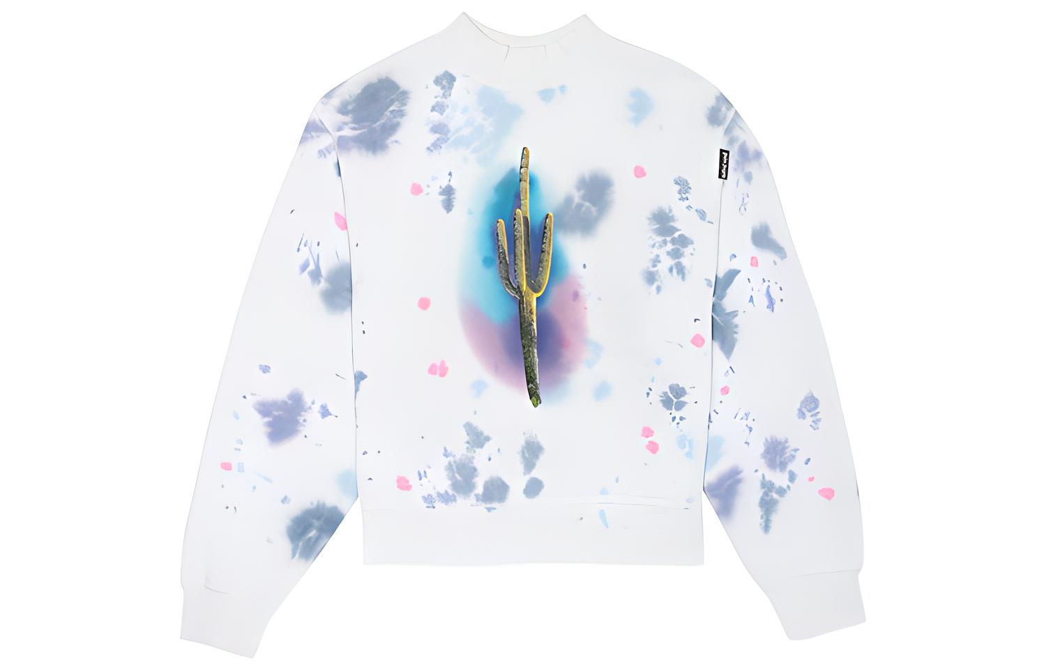 Palm Angels Cactus Graphic Tie-Dye Pullover Hoodie White PMBA043E20FLE0030155