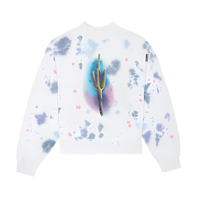 Palm Angels Cactus Graphic Tie-Dye Pullover Hoodie White PMBA043E20FLE0030155