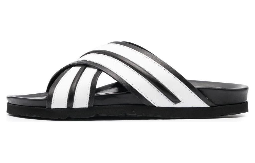 Palm Angels Calfskin Slides 'Black White'