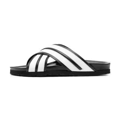 Palm Angels Calfskin Slides 'Black White'