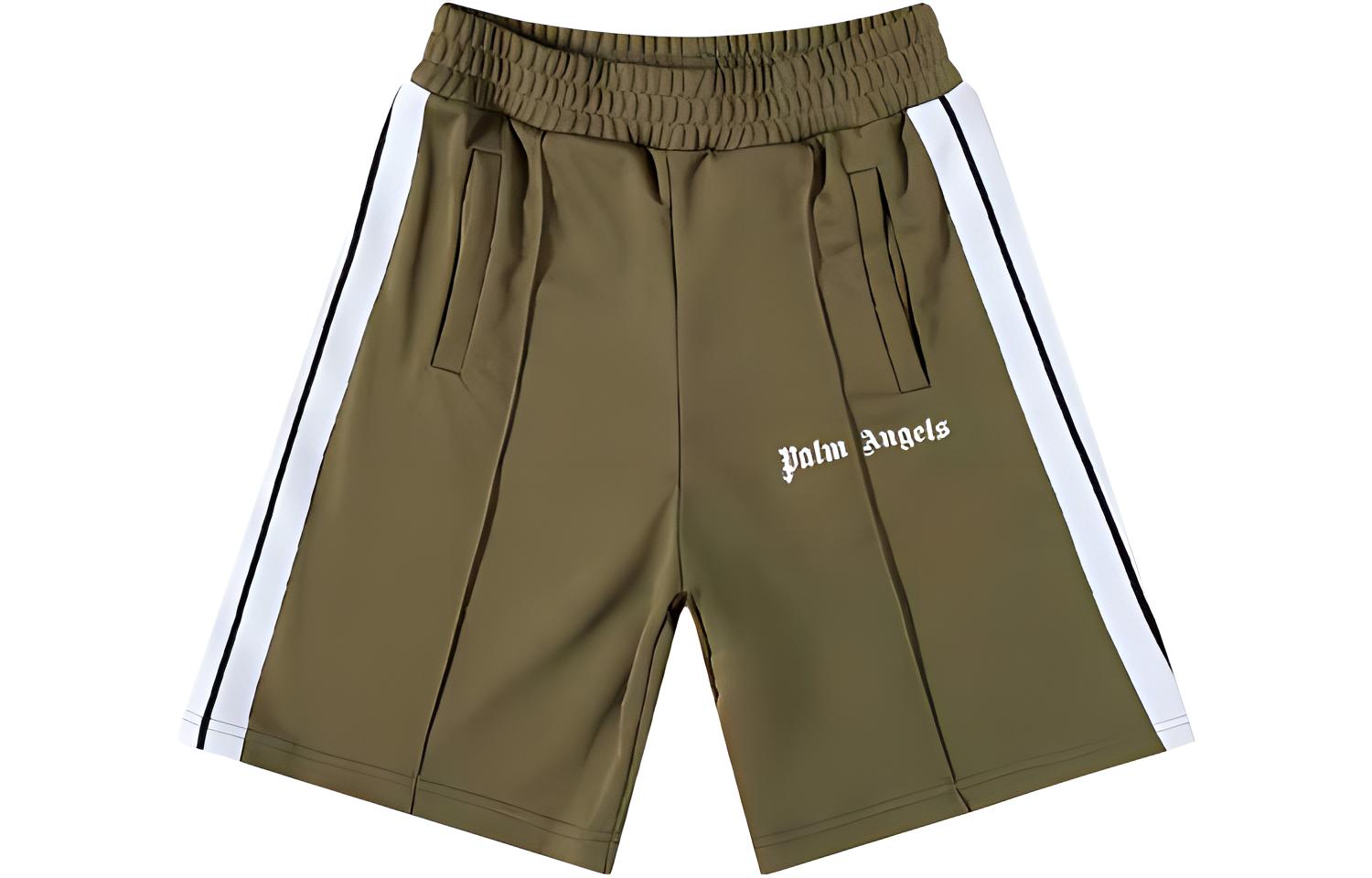 PALM ANGELS Classic Logo Side Stripe Track Shorts Military Green Men. PMCB011C99FAB0015601