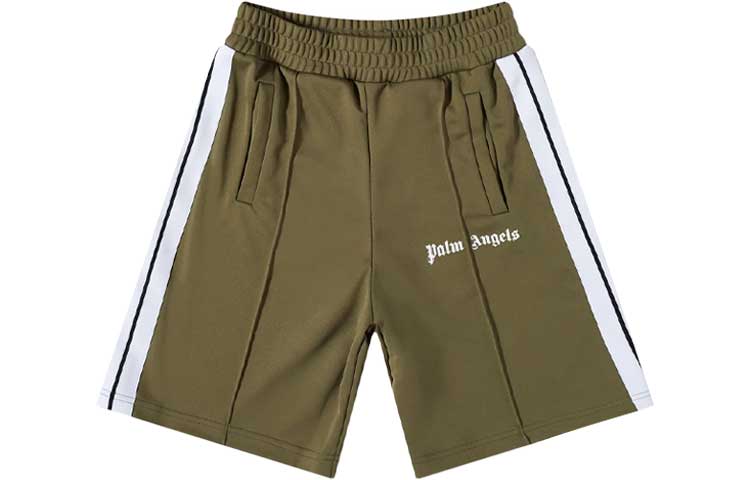 Order PALM ANGELS Classic Logo Side Stripe Track Shorts Military Green Men. PMCB011C99FAB0015601