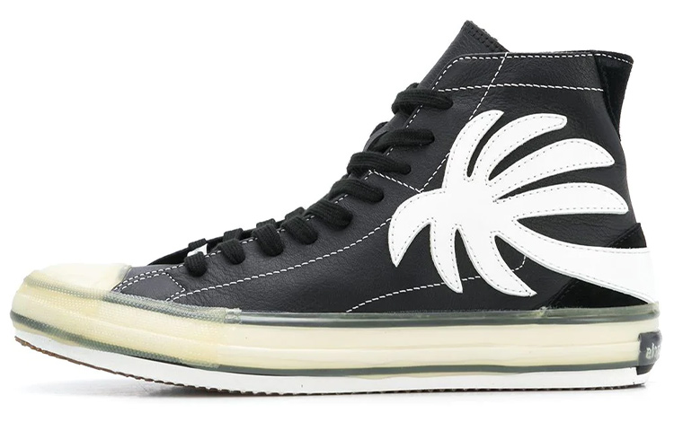 Buy Palm Angels 经典低帮‘黑色皮革’ PMIA048E20LEA0011001