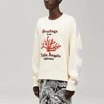 PALM ANGELS 珊瑚條紋男士粉紅圓領長袖運動衫 PMBA058S22FLE0010325 Purchase PALM ANGELS 珊瑚條紋男士粉紅圓領長袖運動衫 PMBA058S22FLE0010325