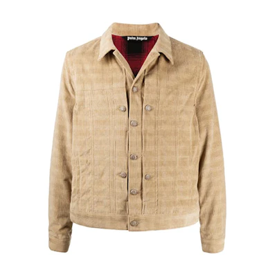 PALM ANGELS Corduroy Checkered Jacket in Khaki. PMEA138E20DEN0016225