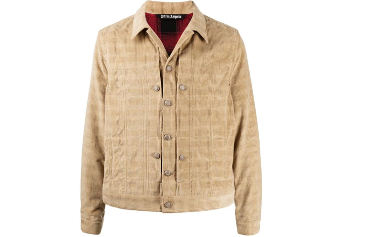 Order PALM ANGELS Corduroy Checkered Jacket in Khaki. PMEA138E20DEN0016225