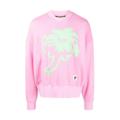 Palm Angels Crewneck Pullover Solid Long-Sleeve Sweatshirt Pink PMBA026E23FLE0033055
