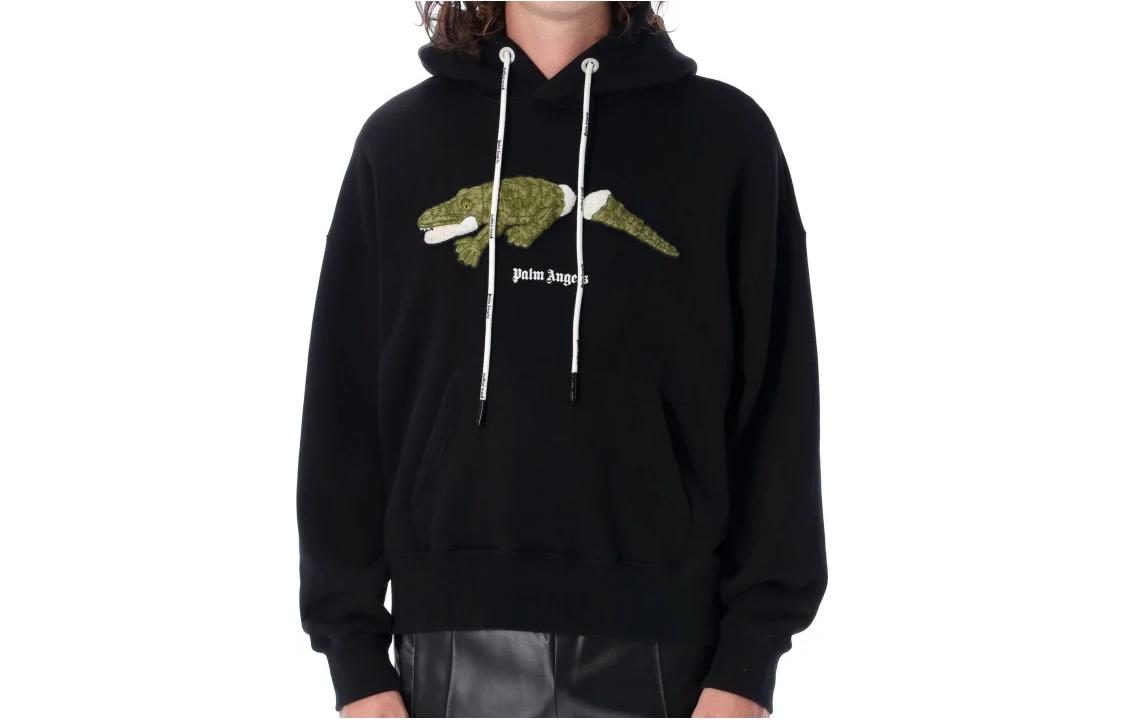 Order Palm Angels Crocodile Hoodie Black PMBB058C99FLE0021055