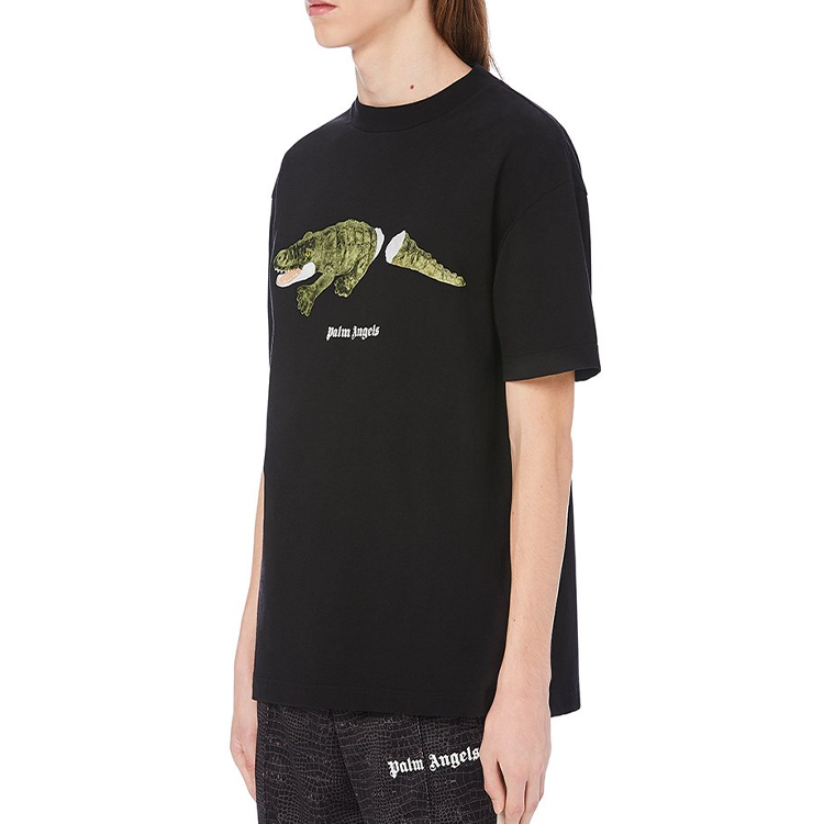 Purchase Palm Angels Crocodile Print Crewneck T-Shirt Black PMAA001E20JER0131055