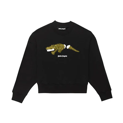 Palm Angels Crocodile Print Pullover Hoodie Black Mens PMBA026E20FLE0081055