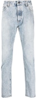 PALM ANGELS Curved Logo Print Denim Jeans for Men. PMYA012C99DEN0024001 PALM ANGELS Curved Logo Print Denim Jeans for Men. PMYA012C99DEN0024001
