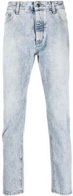 PALM ANGELS Curved Logo Print Denim Jeans for Men. PMYA012C99DEN0024001 Order PALM ANGELS Curved Logo Print Denim Jeans for Men. PMYA012C99DEN0024001
