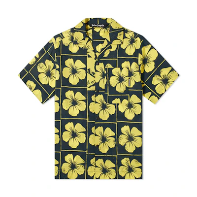 PALM ANGELS Damier Print Bowling Shirt Black/Yellow PMGA037S207640021060